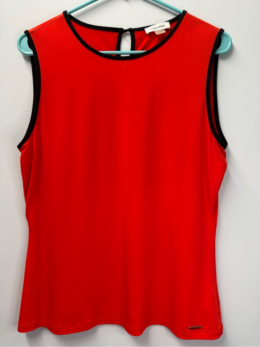 Calvin Klein Bright Red Sleeveless Tank with Black Trim